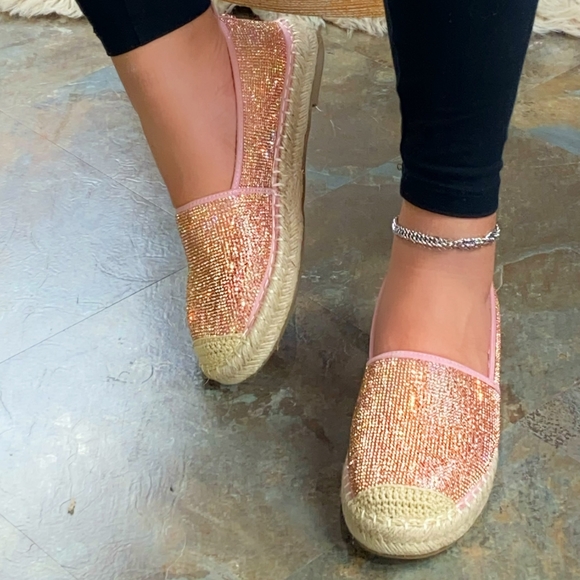 👣CAPE ROBBIN Brena Takes the Cake Rhinestone Espadrilles Pink women's footwear - Picture 6 of 11